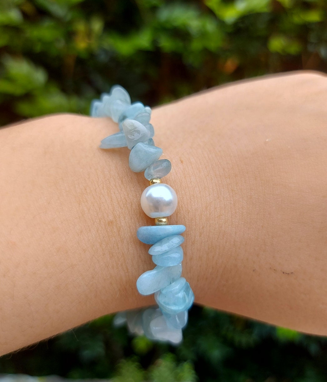 Aquamarine Chip Bracelet