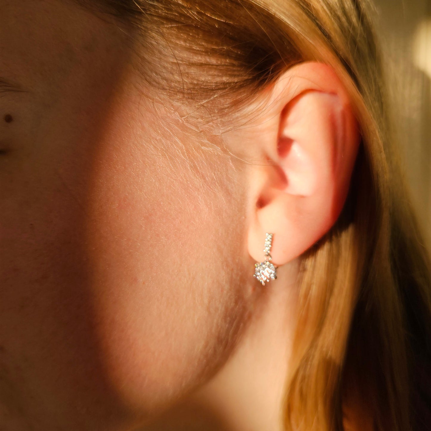 Dangle Droplet diamond Stud Earrings