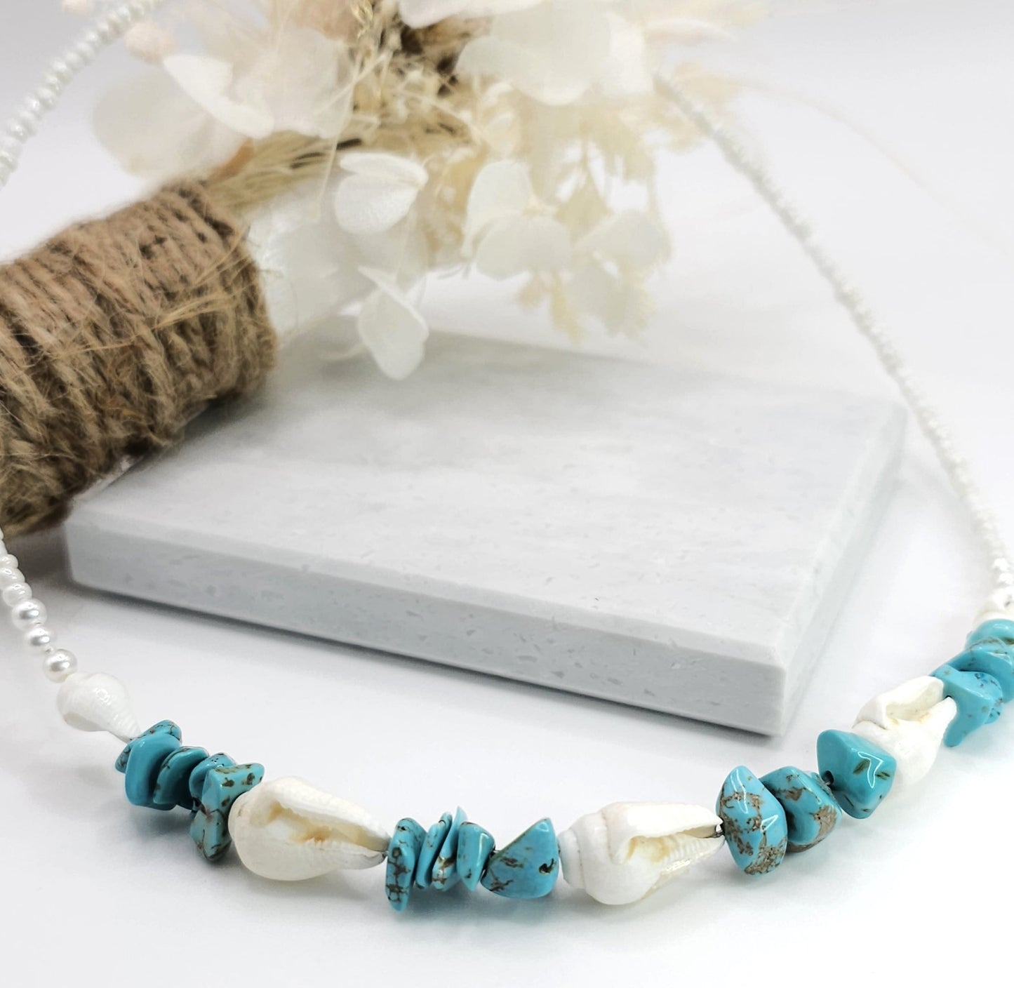 Sea Shells and Howlite Necklace