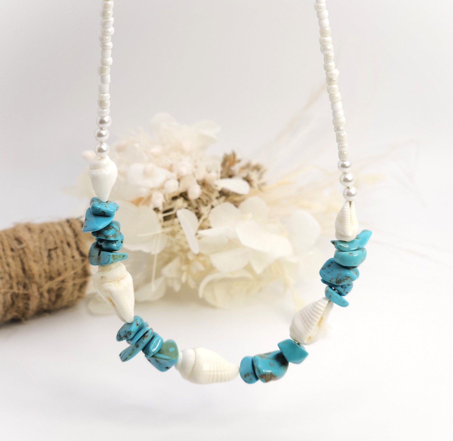 Sea Shells and Howlite Necklace