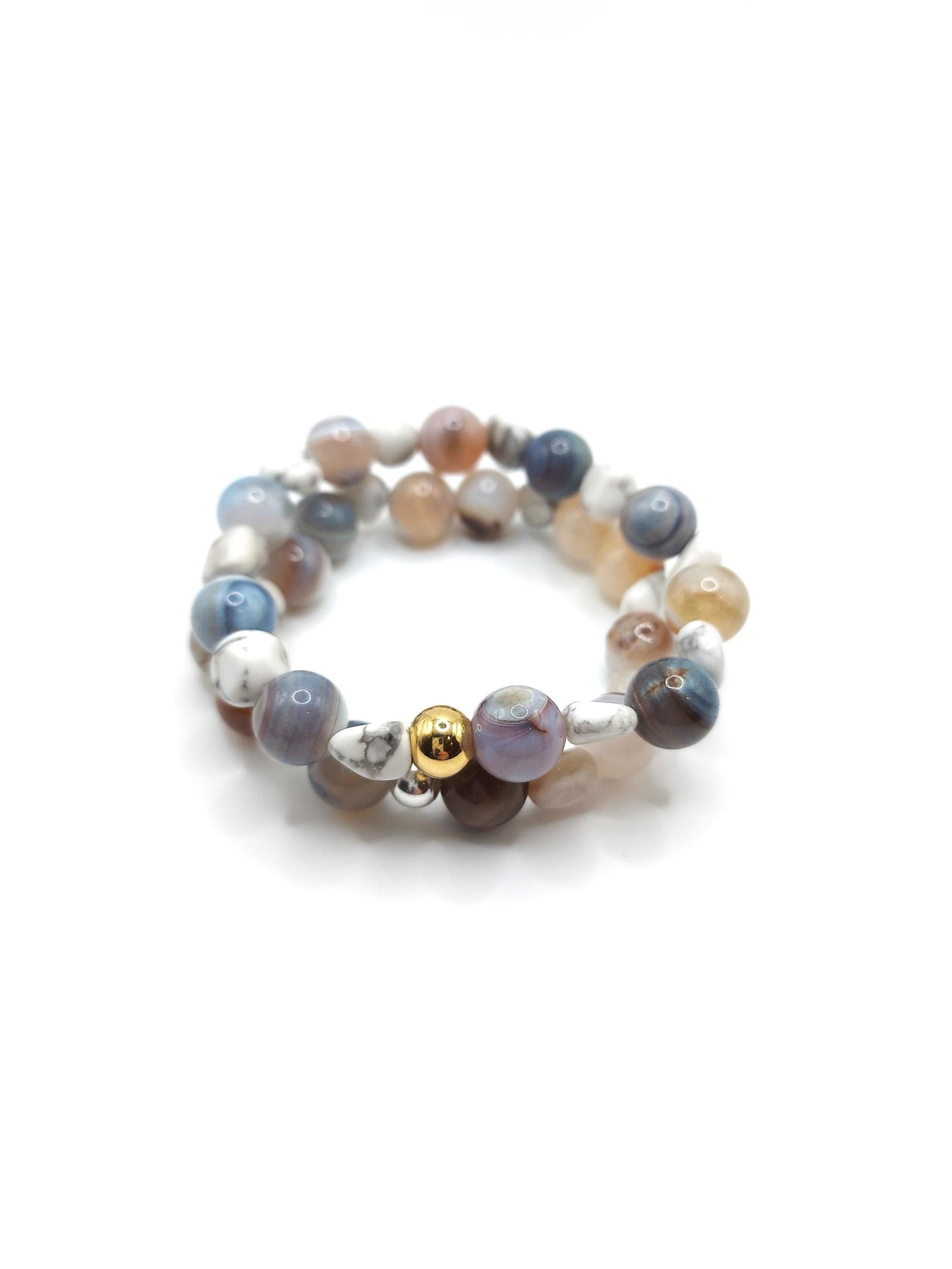 Striped Agate & Howlite Bracelets