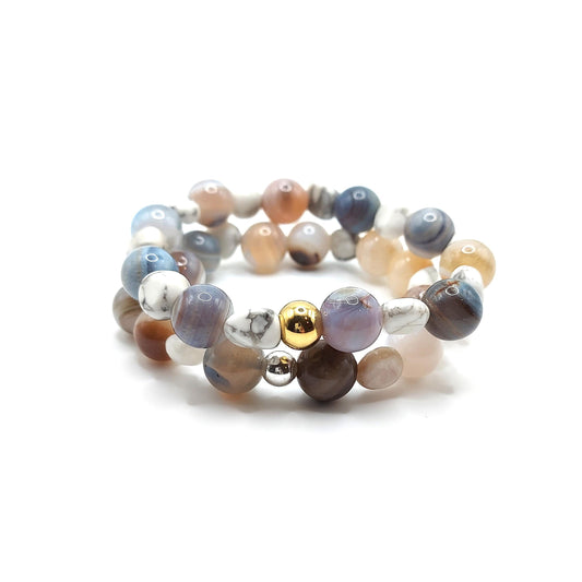 Striped Agate & Howlite Bracelets