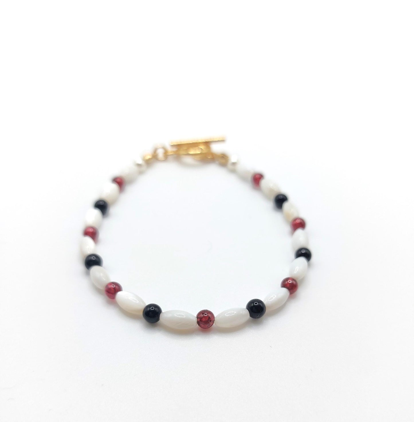 Black Agate, Garnet and Mother of Pearl