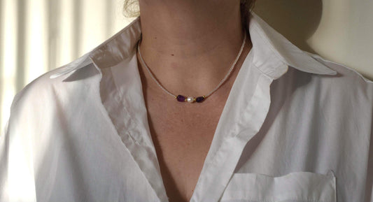 Petite Amethyst Nuggie Necklace